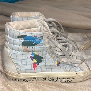 Vans White High-Top Sneakers Save our Planet- size 4.0 (men) & 5.5 (women)